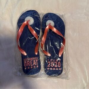 Trump 2020 “Keep America Great”  Flip-Flops Size 9 New in Sealed Factory Bag